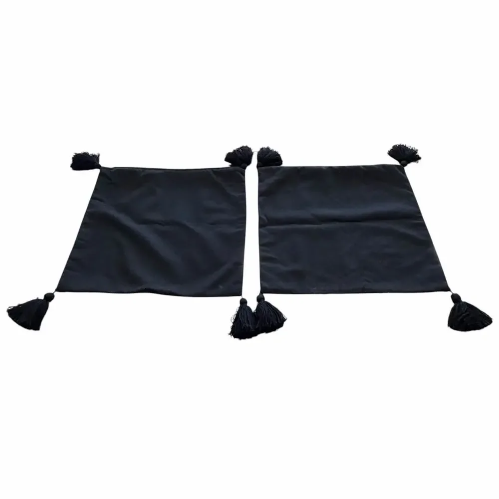 Frontgate Black Gold Geometric Pillow Covers Set 2 Tassel Diamond Regency Boho